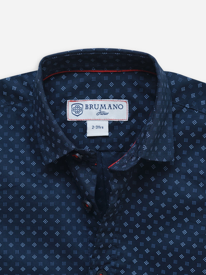 Navy Blue Printed Half Sleeve Casual Shirt