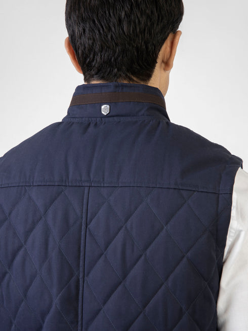 Navy Blue Quilted Sleeveless Jacket