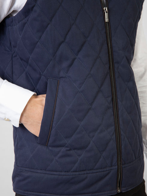 Navy Blue Quilted Sleeveless Jacket