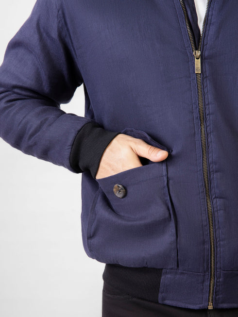 Navy Blue Sherpa Collar Aviator Jacket Brumano Pakistan