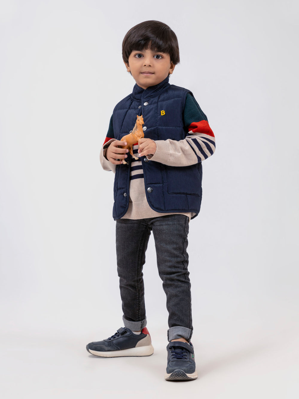 Navy Blue Sleeveless Quilted Casual Gilet