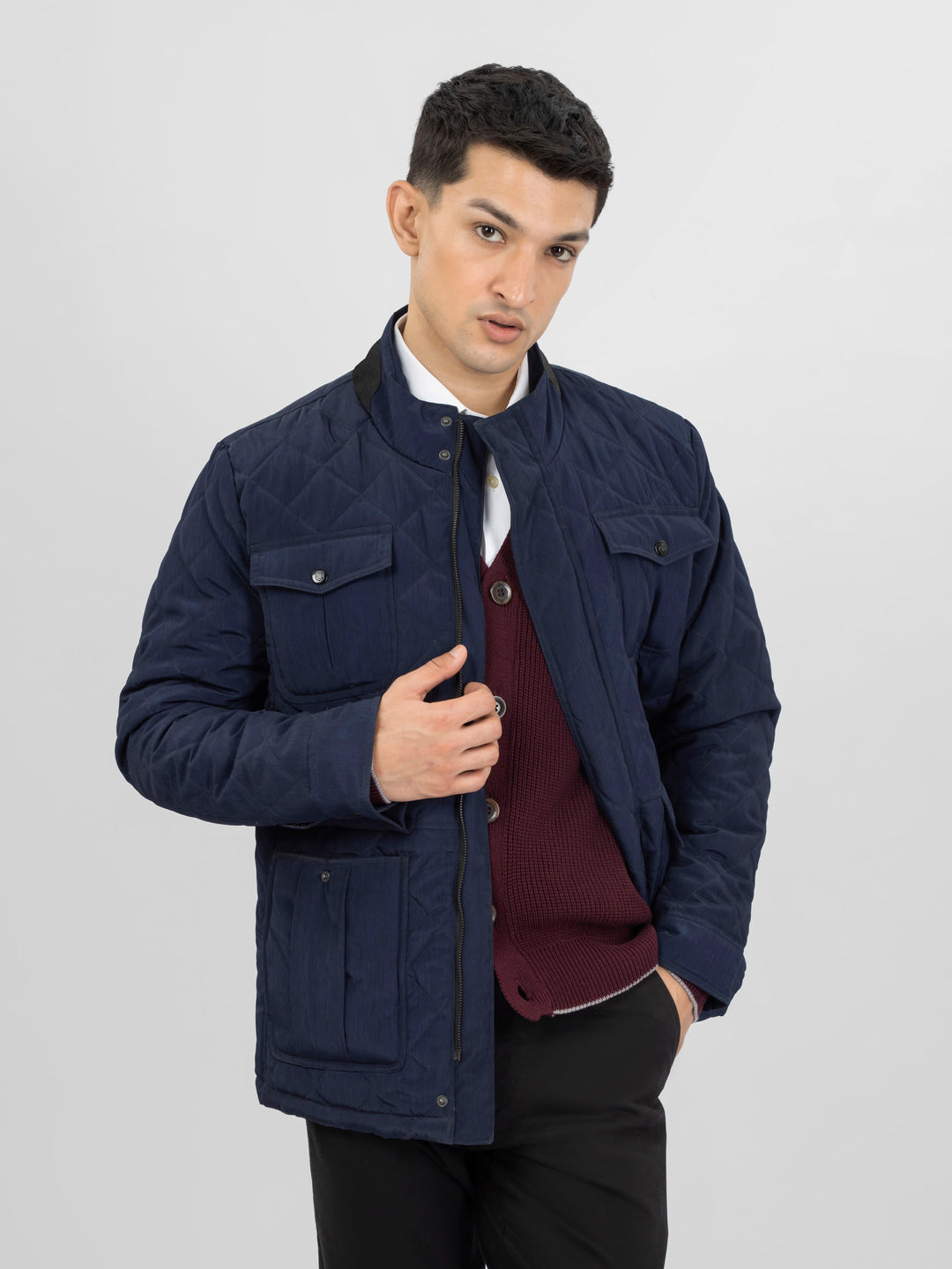 Navybluesportyquiltedlongcoatjacketbrumanopakistan3