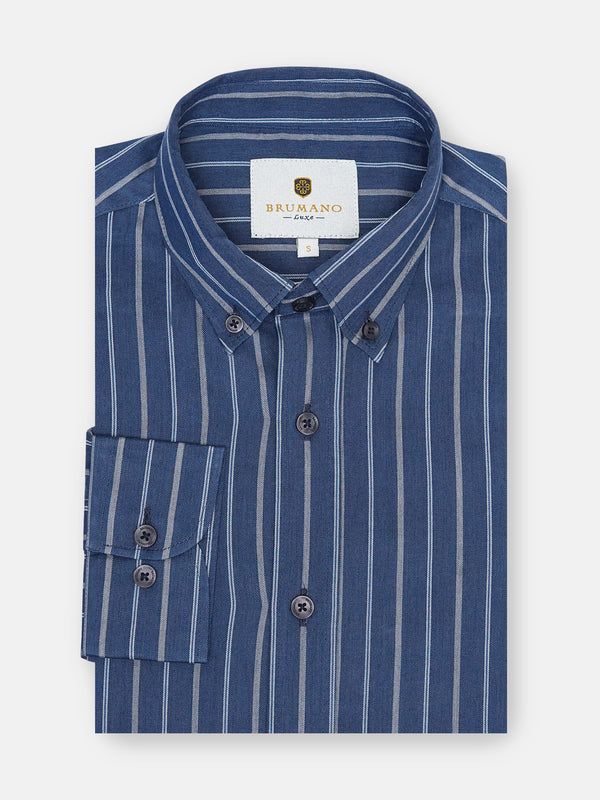 Navy Blue Striped Button Down Shirt Brumano Pakistan