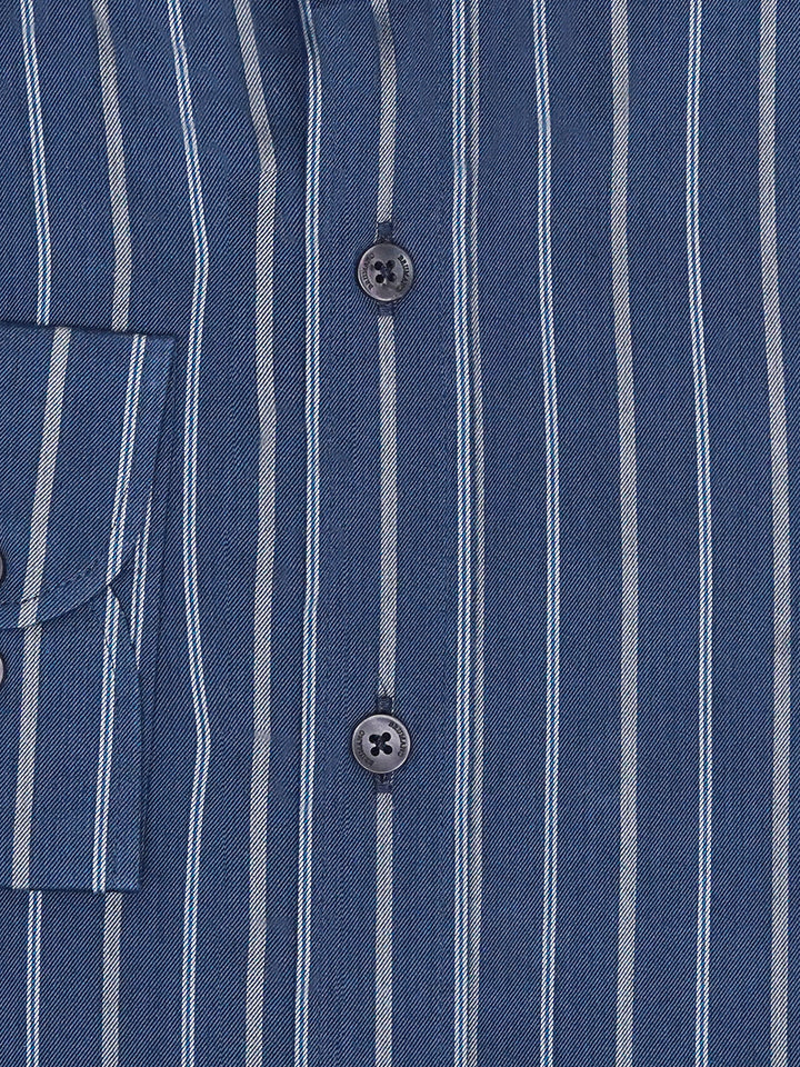 Navy Blue Striped Button Down Shirt Brumano Pakistan