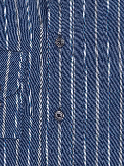 Navy Blue Striped Button Down Shirt Brumano Pakistan