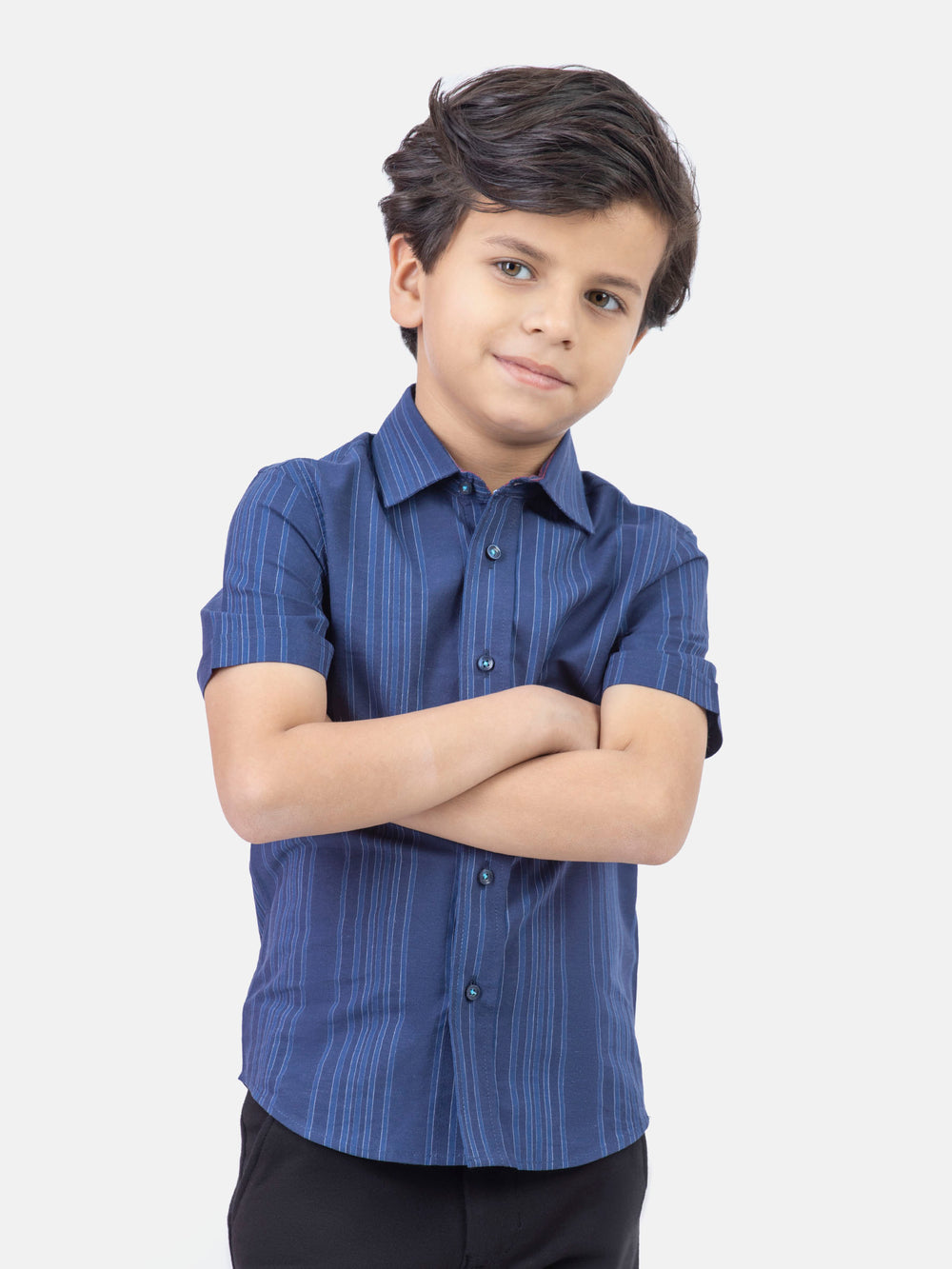 Navy blue striped half sleeve casual shirt brumano pakistan