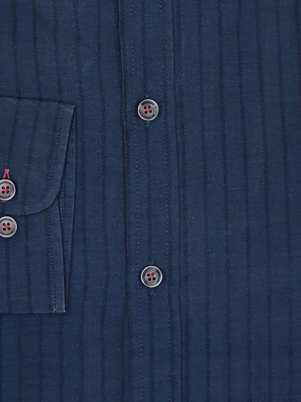 Navy Blue Structured Striped Shirt With Button Down Collar