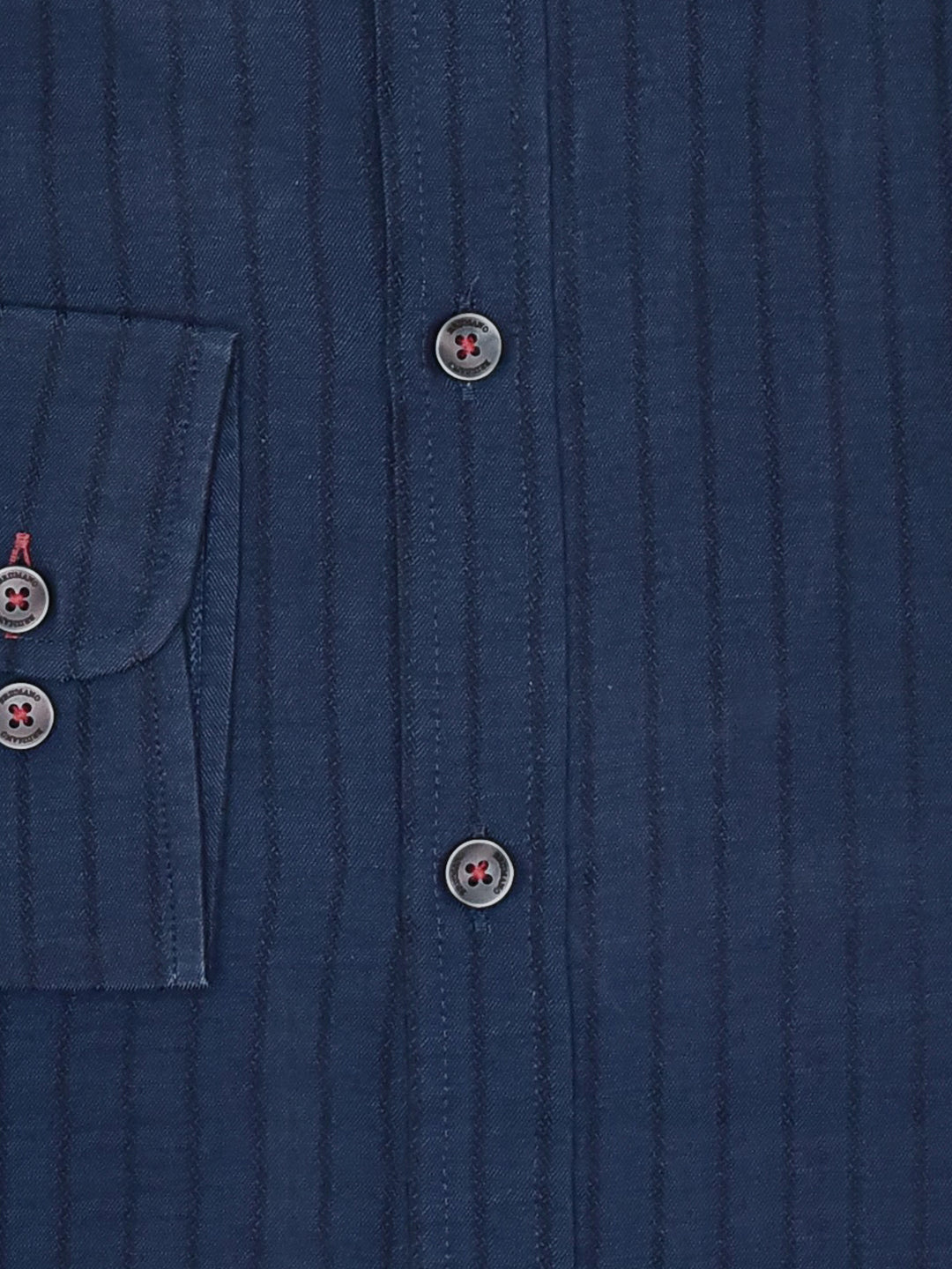 Navy Blue Structured Striped Shirt With Button Down Collar Brumano Pakistan