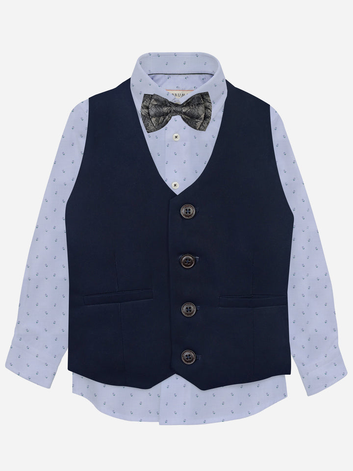 Navy Blue Suit Vest With Printed Bow Brumano Pakistan