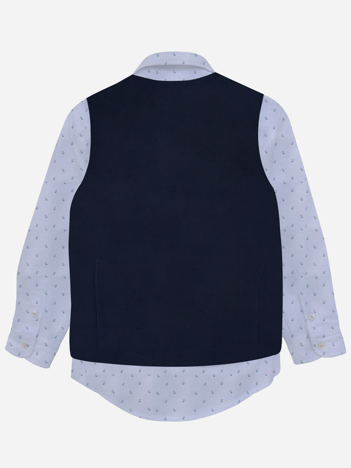 Navy Blue Suit Vest With Printed Bow Brumano Pakistan