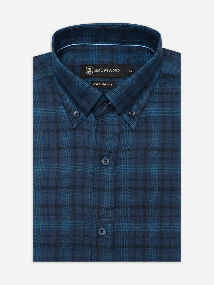 Navy Blue Tartan Plaid Light Weight Checkered Shirt