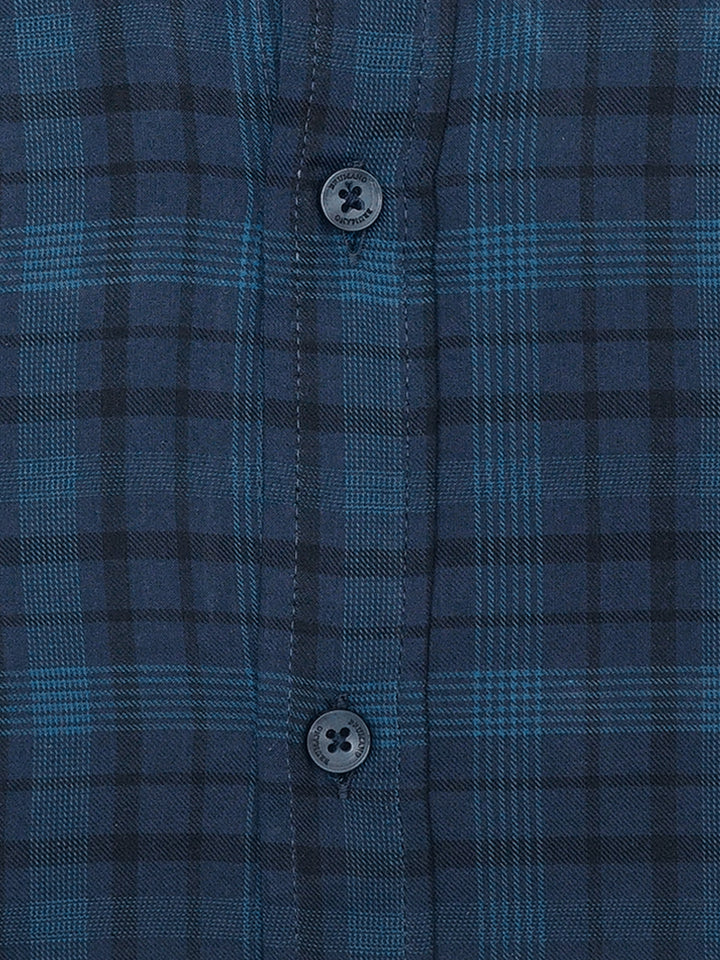 Navy Blue Tartan Plaid Light Weight Checkered Shirt