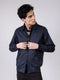 Navy Blue Twill Harrington Jacket With Collar