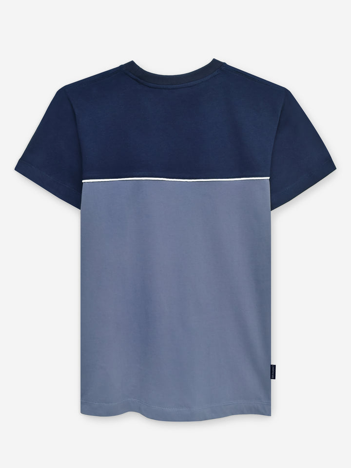 Navy Blue Two Tone Crew Neck T-Shirt