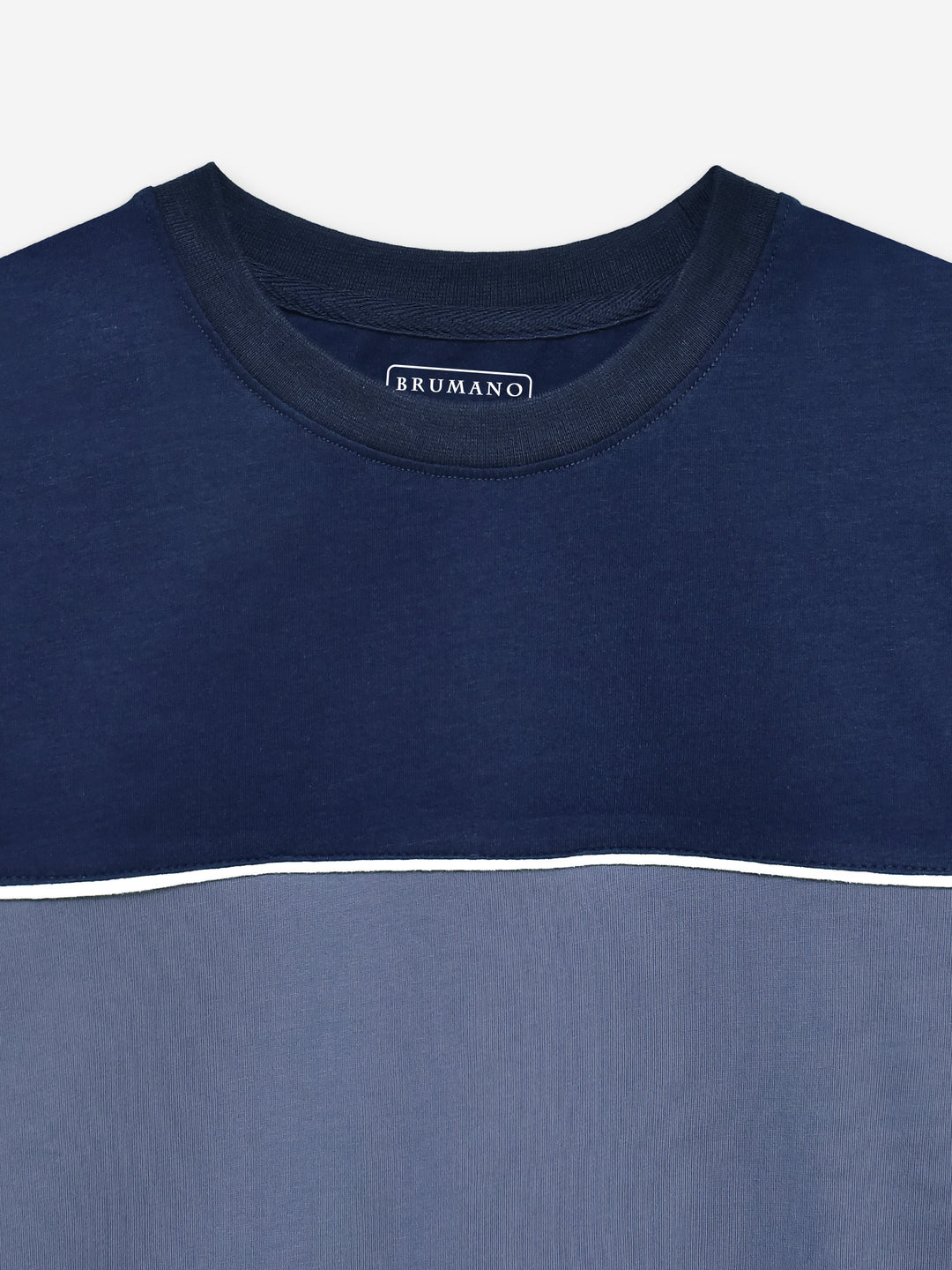 Navy Blue Two Tone Crew Neck T-Shirt