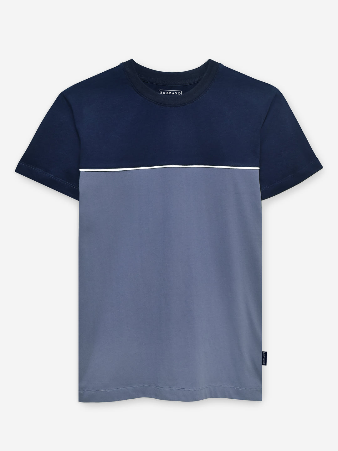 Navy Blue Two Tone Crew Neck T-Shirt