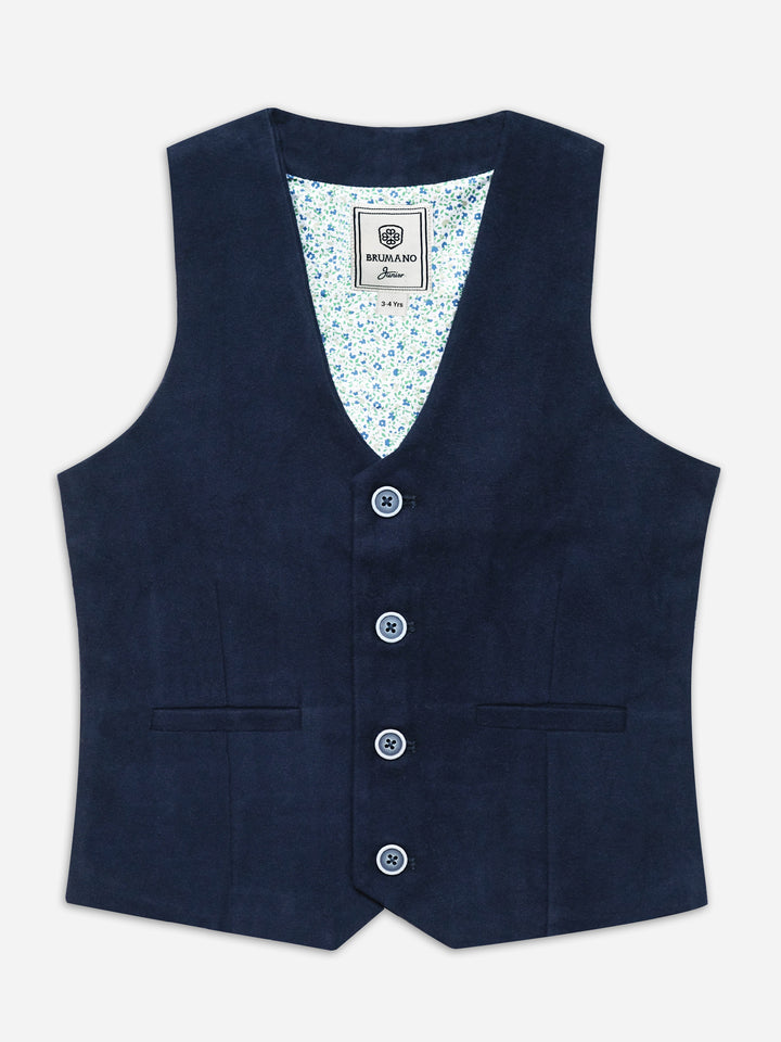 Navy Blue Velvet Formal Vest - Junior