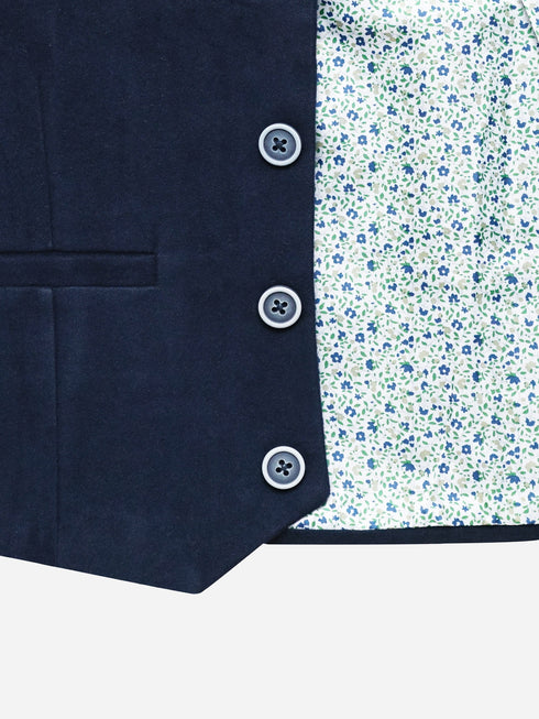 Navy Blue Velvet Formal Vest - Junior