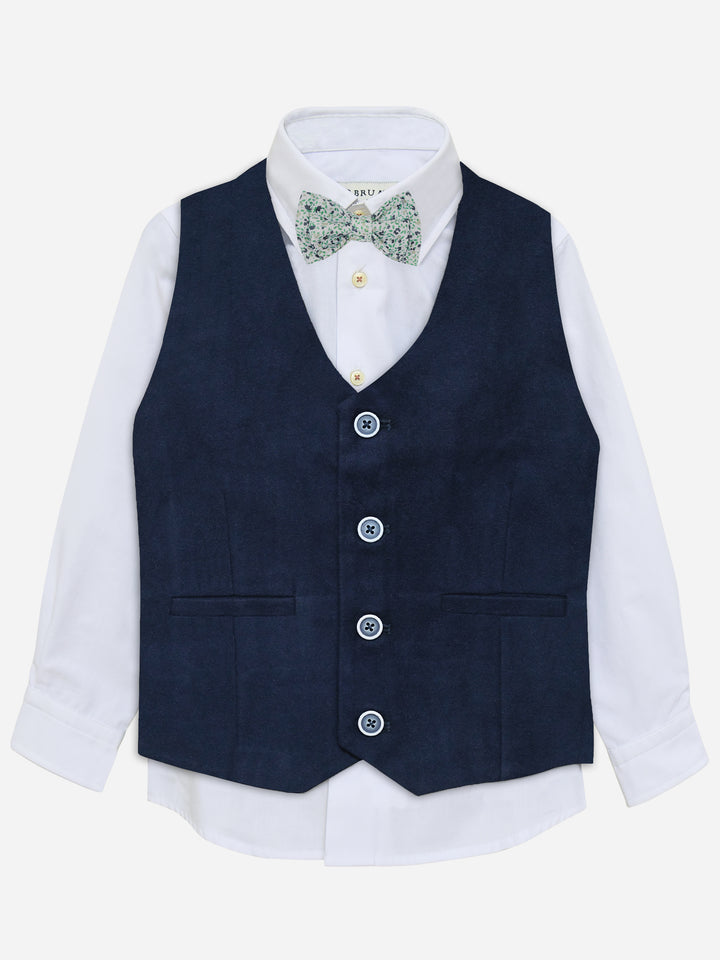 Navy Blue Velvet Formal Vest - Junior