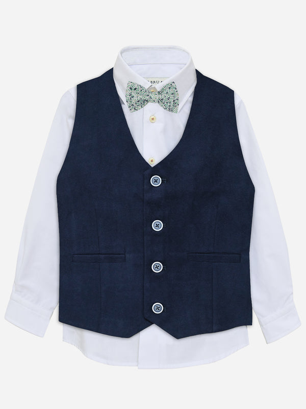 Navy Blue Velvet Formal Vest - Junior