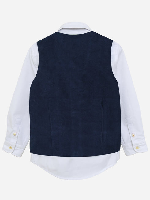Navy Blue Velvet Formal Vest - Junior