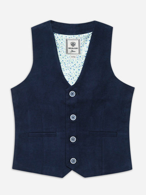 Navy Blue Velvet Formal Vest - Junior