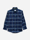 Navy Blue Windowpane Checkered Long Sleeve Casual Shirt Brumano Pakistan