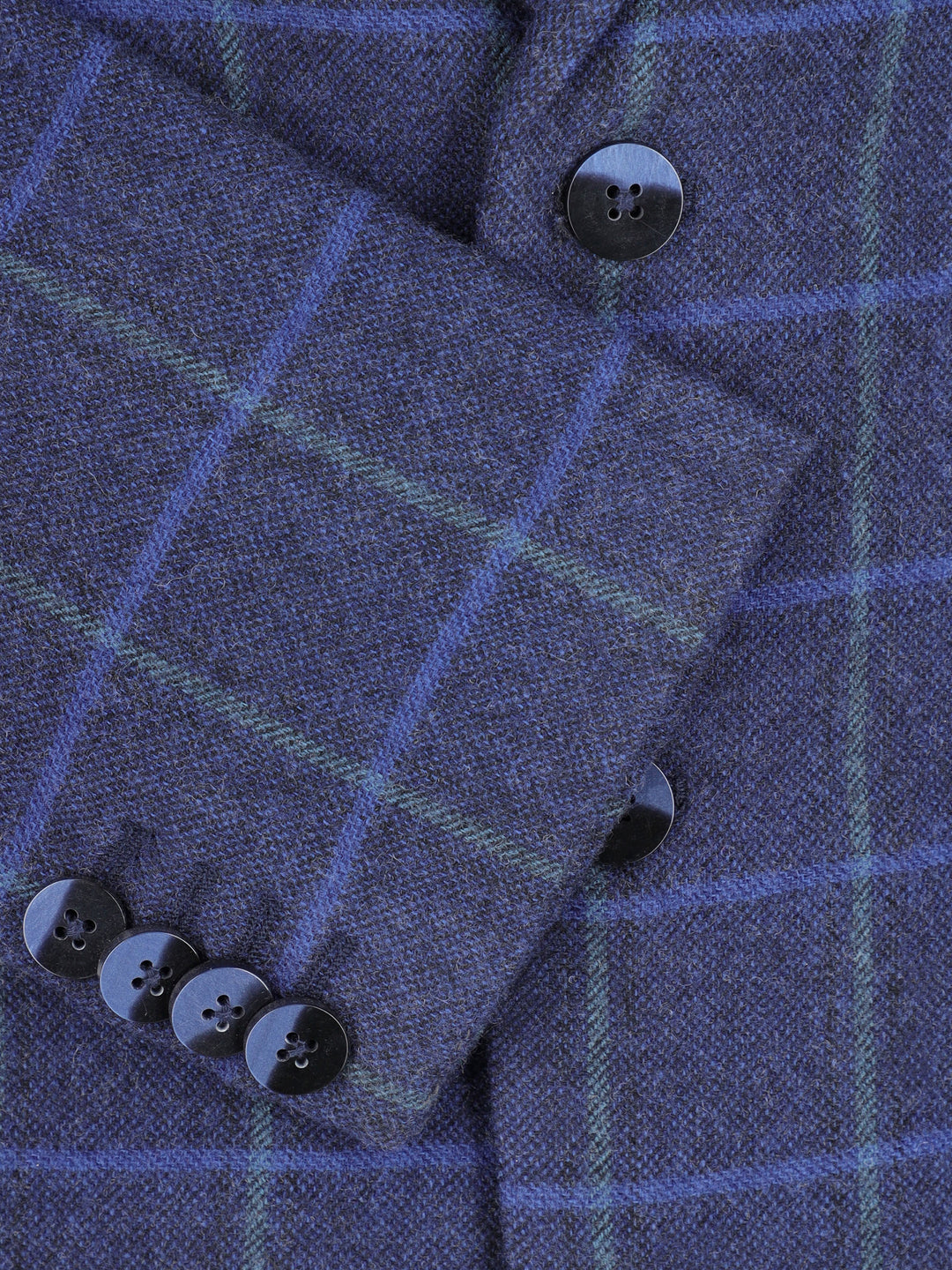 Navy Blue Windowpane Checkered Wool & Cashmere Blazer - Sartoria
