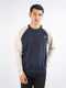 Navy Blue & Beige Raglan Sleeves Crew Neck Sweatshirt