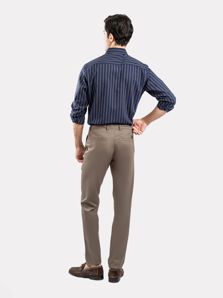 Navy Blue & Black Striped Formal Shirt