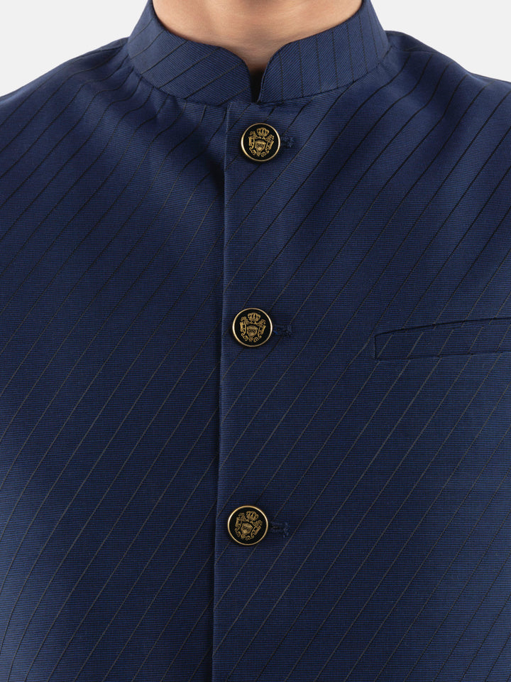 Navy Blue & Black Striped Waistcoat Brumano Pakistan