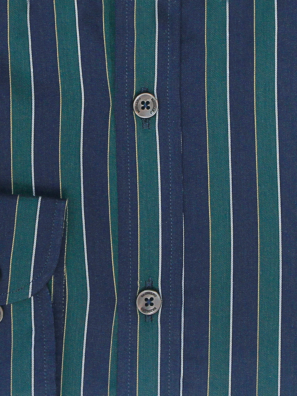 Navy Blue & Green Bold Striped Shirt