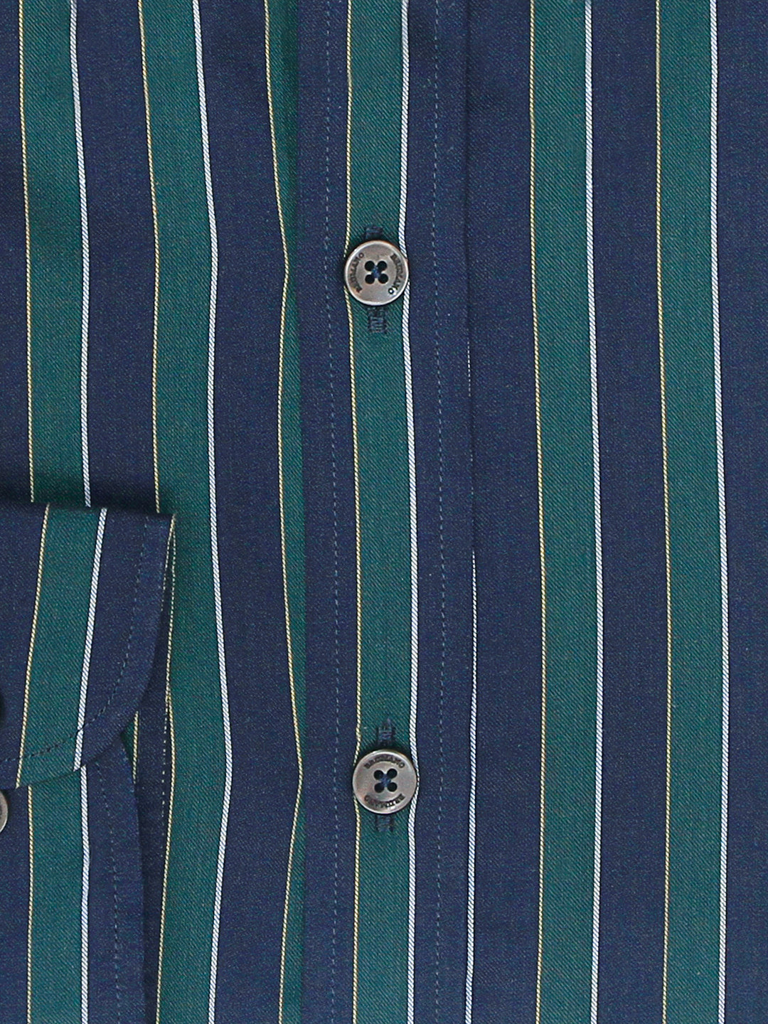 Navy Blue & Green Bold Striped Shirt Brumano Pakistan