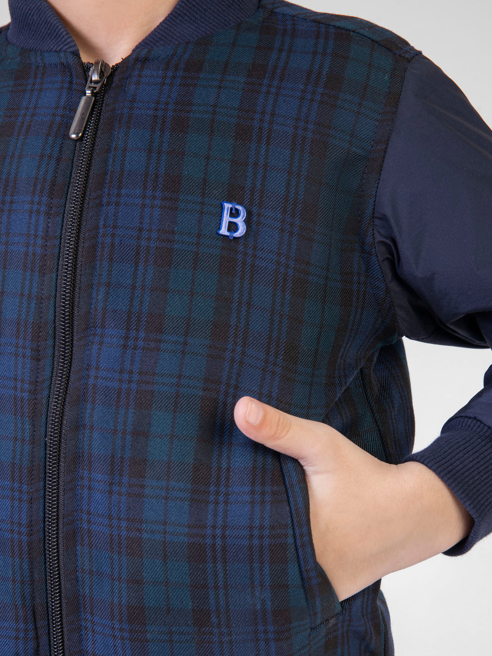 Navyblue greencheckeredquiltedbomberjacketbrumanopakistan1 80335f8e 6db6 4e75 8c19 c1827581a89b