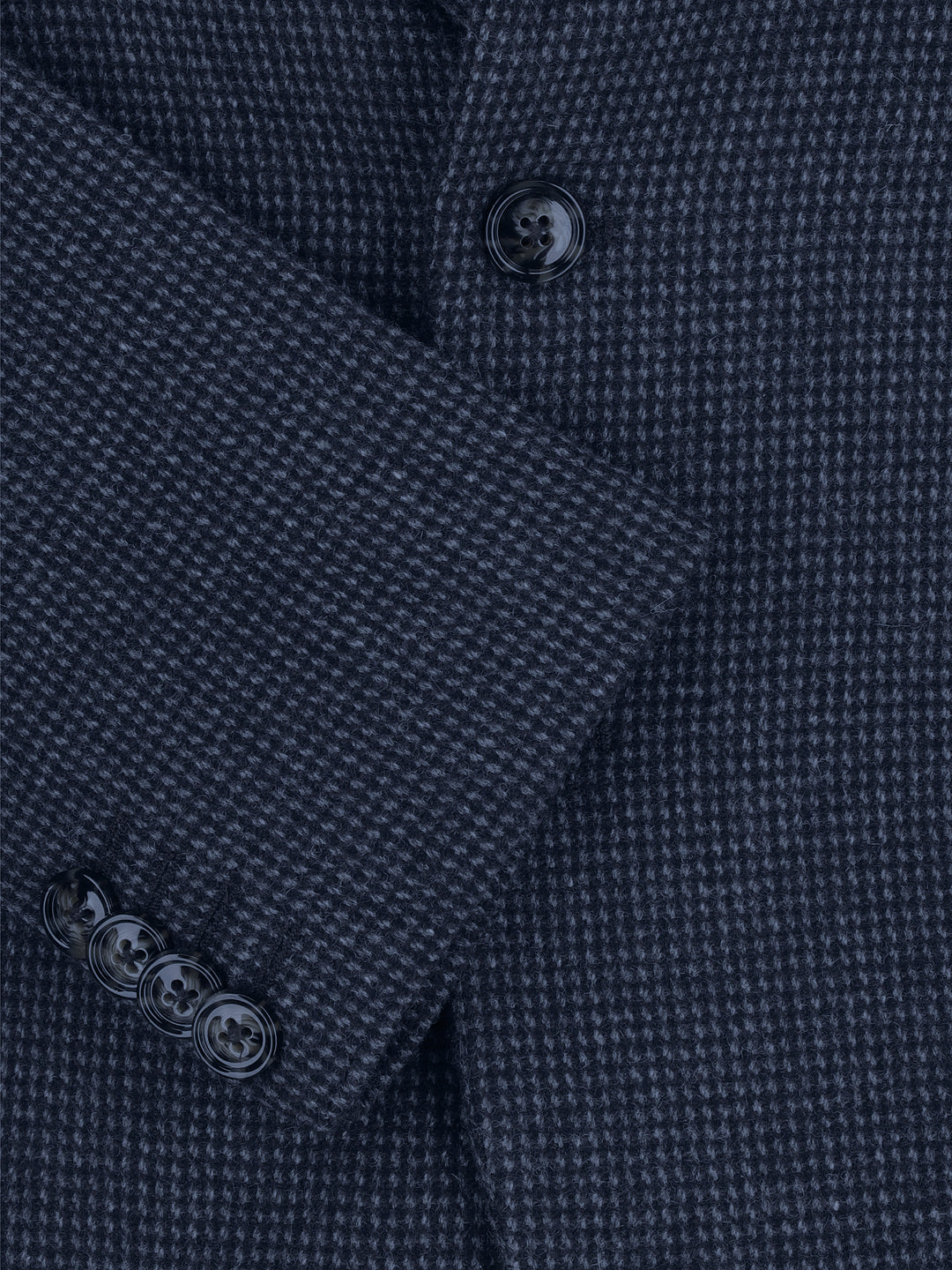 Navy Blue & Grey Dobby Wool & Cashmere Blazer - Sartoria