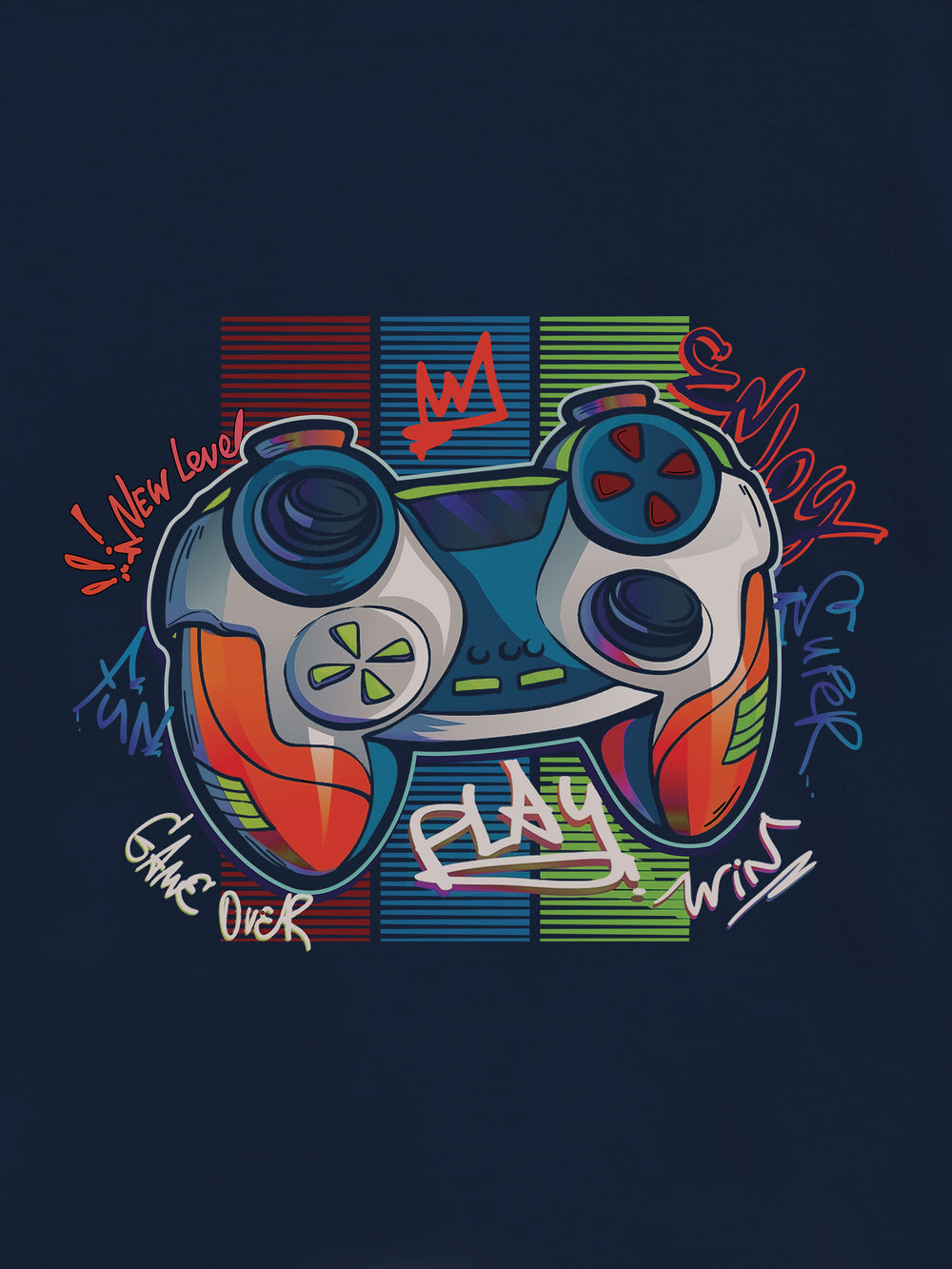 Navy blue 'joystick' printed casual t shirt brumano pakistan