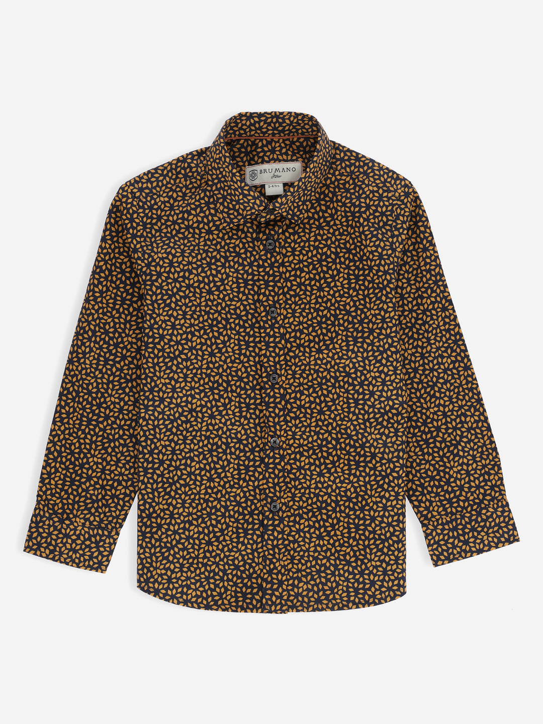 Navy Blue & Mustard Printed Long Sleeve Casual Shirt Brumano Pakistan