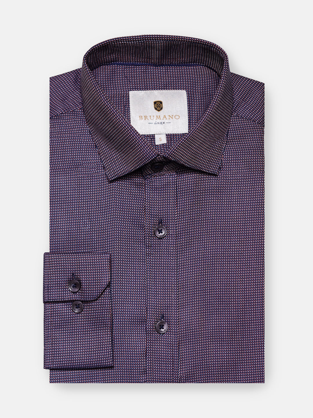 Navy Blue & Orange Dobby Structured Shirt