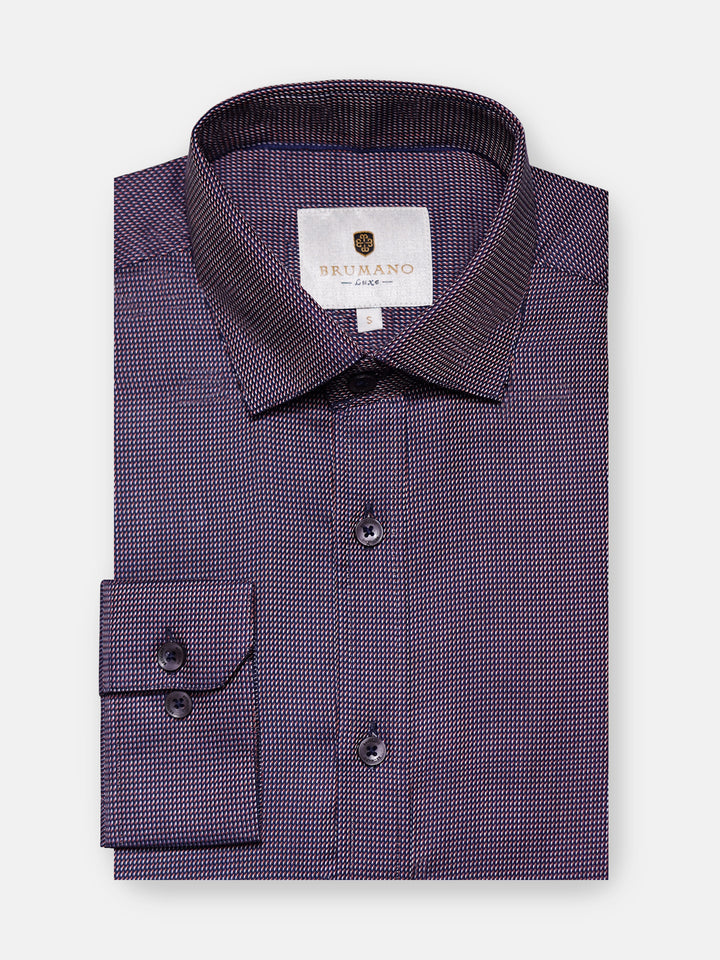 Navy Blue & Orange Dobby Structured Shirt