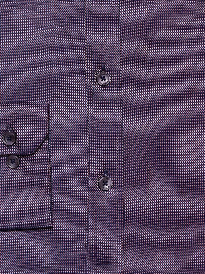 Navy Blue & Orange Dobby Structured Shirt