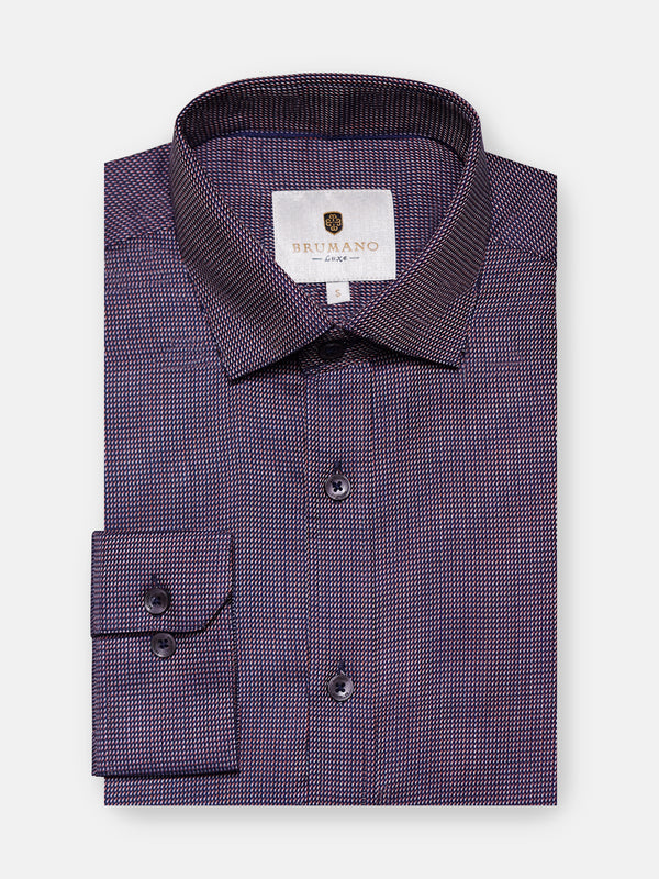 Navy Blue & Orange Dobby Structured Shirt