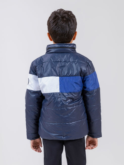 Navy Blue & White Casual Puffer Jacket With Sherpa Brumano Pakistan