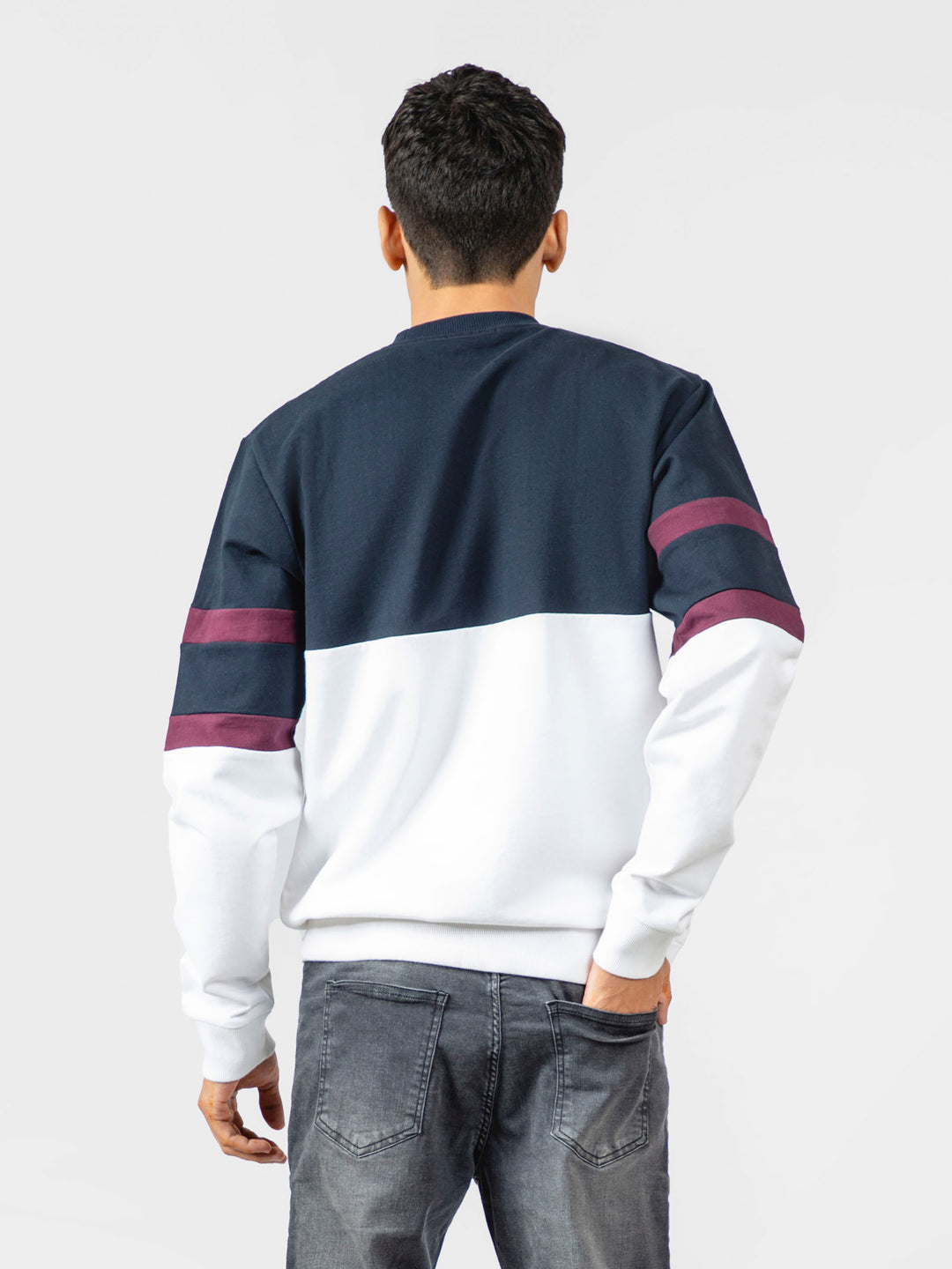 Navy Blue & White Crewneck Sweatshirt Brumano Pakistan