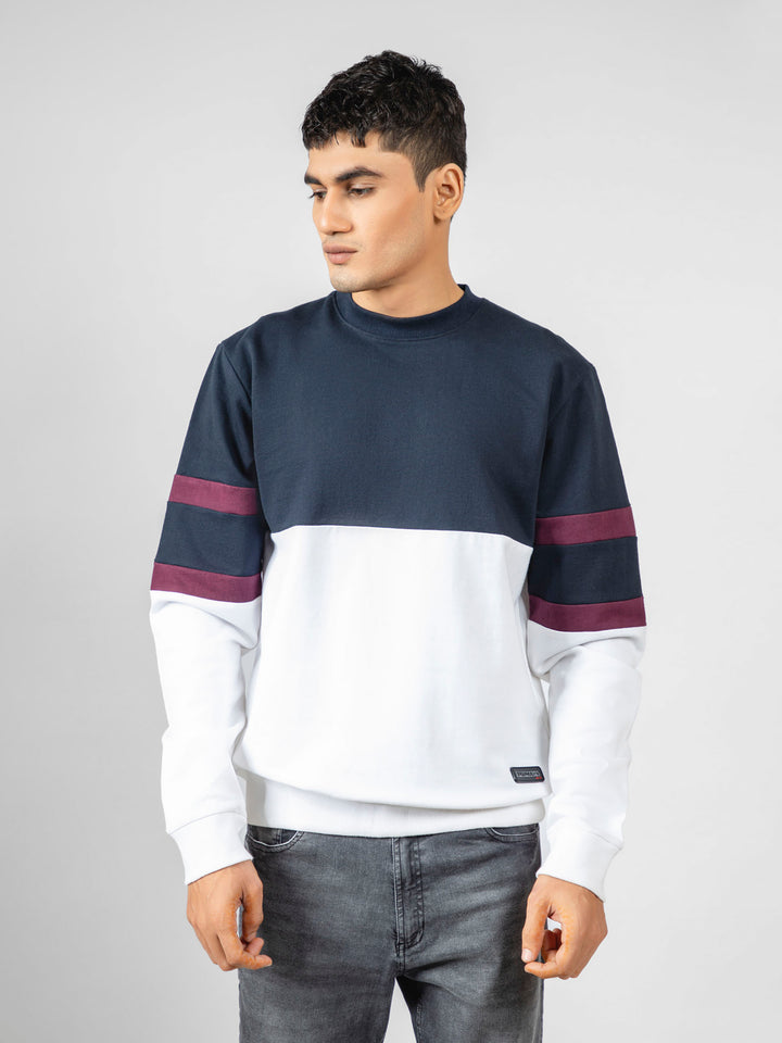 Navy Blue & White Crewneck Sweatshirt Brumano Pakistan