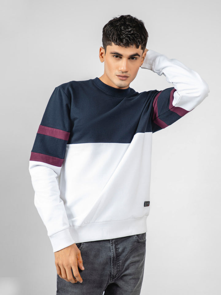 Navy Blue & White Crewneck Sweatshirt Brumano Pakistan