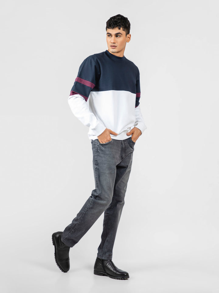 Navy Blue & White Crewneck Sweatshirt Brumano Pakistan
