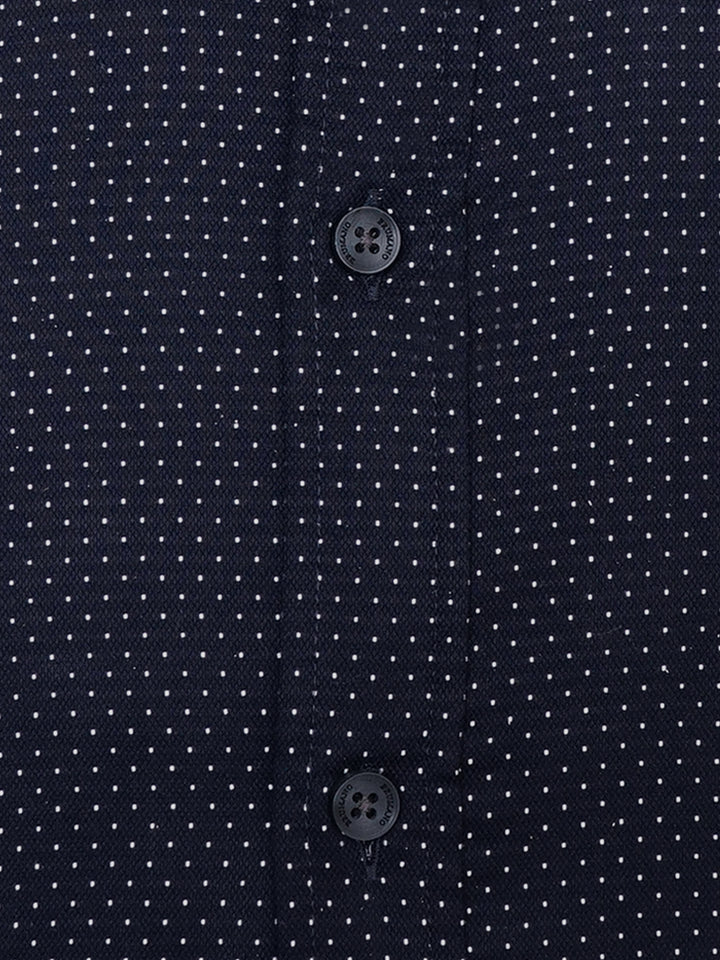Navy Blue & White Dobby Structured Shirt