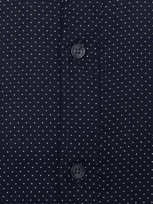 Navy Blue & White Dobby Structured Shirt
