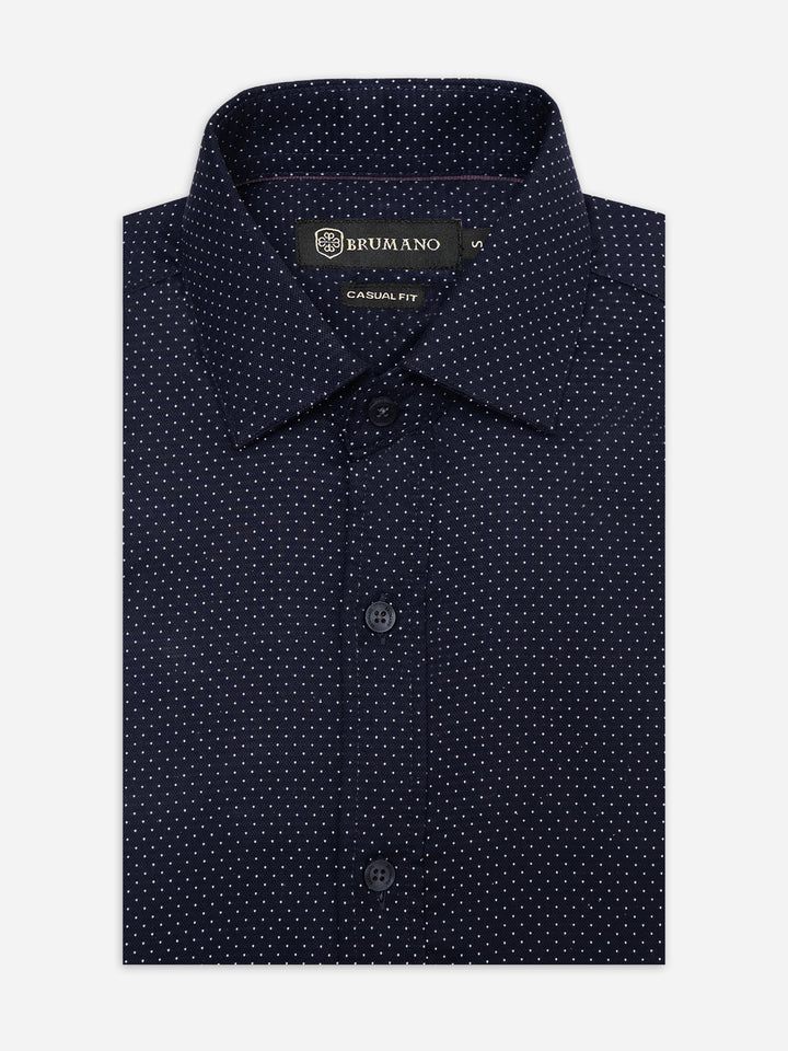 Navy Blue & White Dobby Structured Shirt