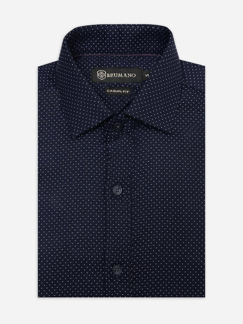 Navy Blue & White Dobby Structured Shirt